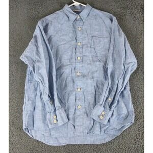 Tommy Bahama Shirt Mens Large‎ Blue 100% Linen Long Sleeve Button Summer Spring